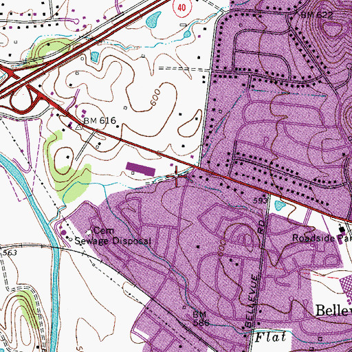 Topographic Map of The Galleries at Bellevue Shopping Center, TN