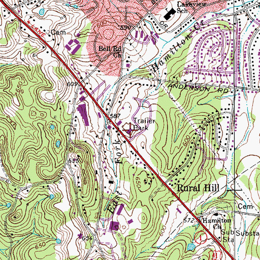 Topographic Map of Village Square Shopping Center, TN