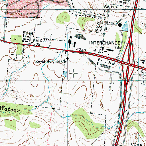 Topographic Map of Watson Glen Shopping Center, TN