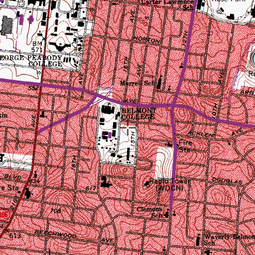 Topographic Map of Whitten Field, TN