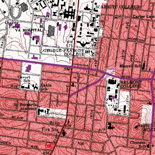 Topographic Map of Acklen Post Office, TN