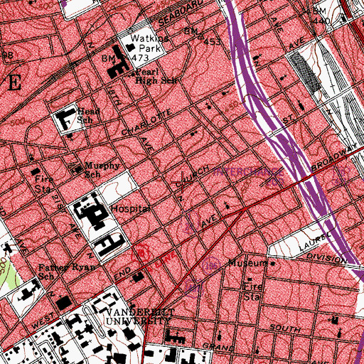 Topographic Map of Church Street Post Office, TN