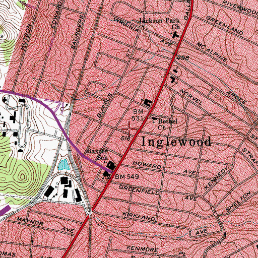 Topographic Map of Jere Baxter Post Office, TN