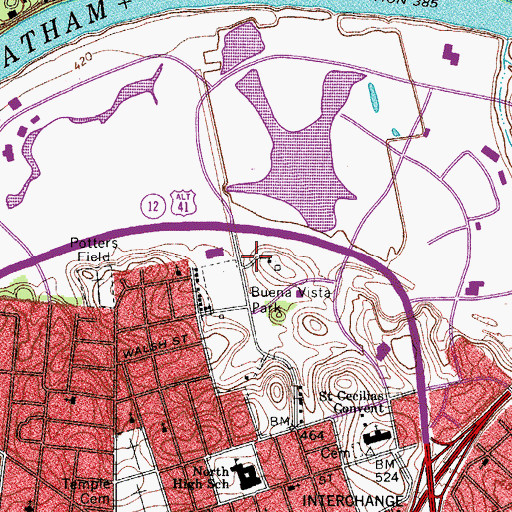 Topographic Map of Metro Post Office, TN