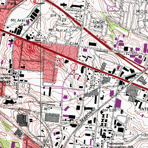 Topographic Map of South Nashville Post Office, TN