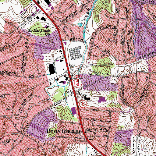 Topographic Map of Woodbine Post Office, TN