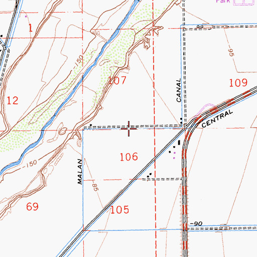 Topographic Map of Malan Canal, CA