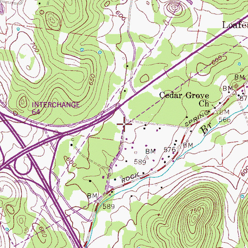 Topographic Map of Cedar Grove Elementary School, TN