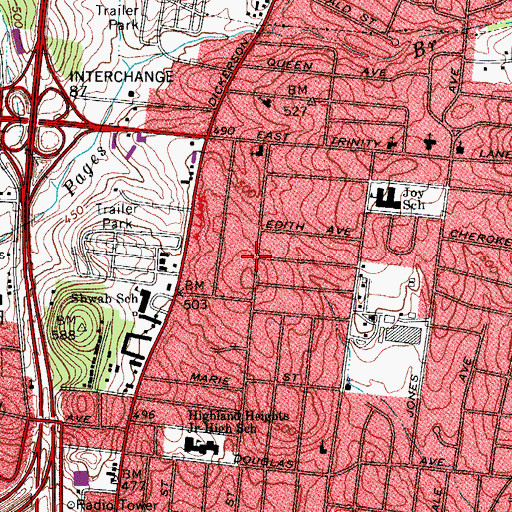 Topographic Map of Chase Highland Central School, TN