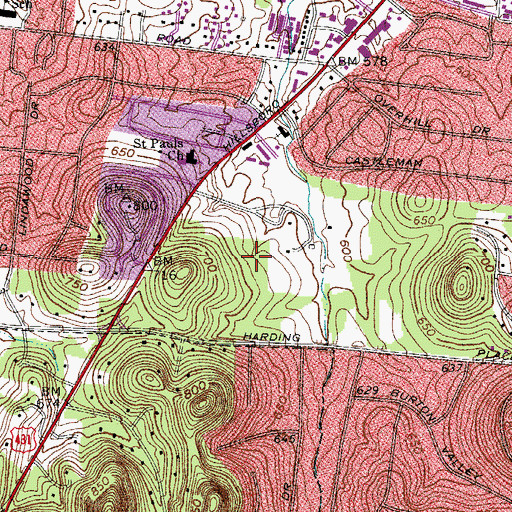 Topographic Map of Covenant Presbyterian School, TN