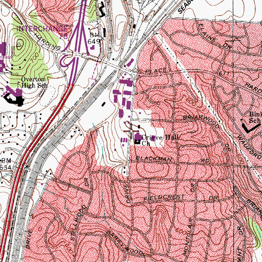 Topographic Map of Crieve Hall Church of Christ Kindergarten, TN