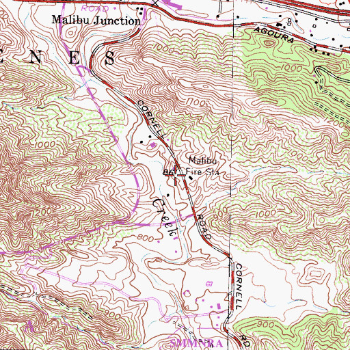 Topographic Map of Los Angeles County Fire Department Station 65, CA