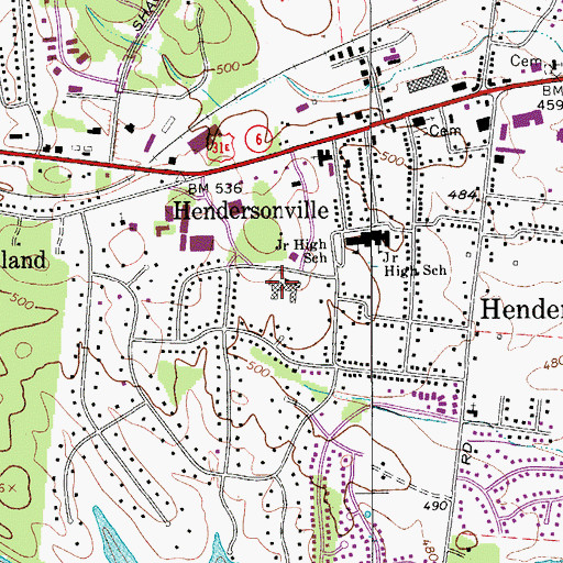 Topographic Map of Gene W Brown Elementary School, TN