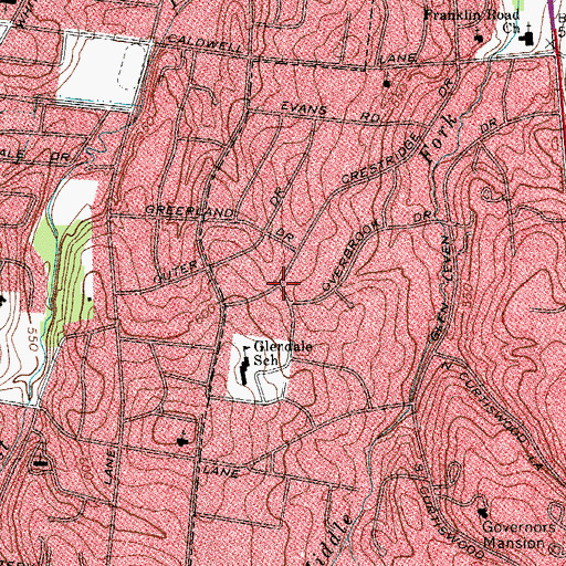 Topographic Map of Glendale Elementary School, TN