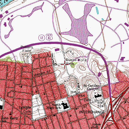 Topographic Map of Hull Jackson Montessori Magnet School, TN
