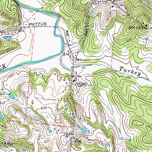 Topographic Map of John F Kennedy at Marshall Middle School, TN