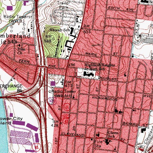 Topographic Map of KIPP Academy, TN