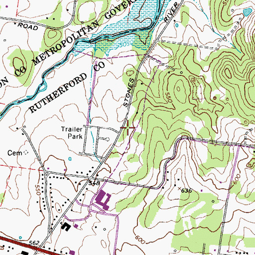 Topographic Map of La Vergne Middle School, TN