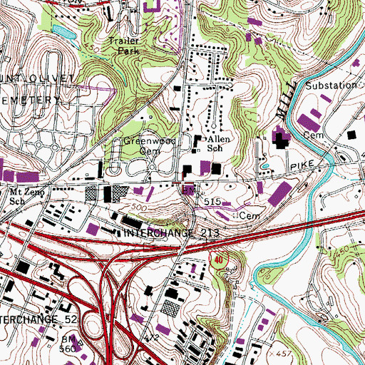 Topographic Map of Margaret Allen Montessori Middle Magnet School, TN
