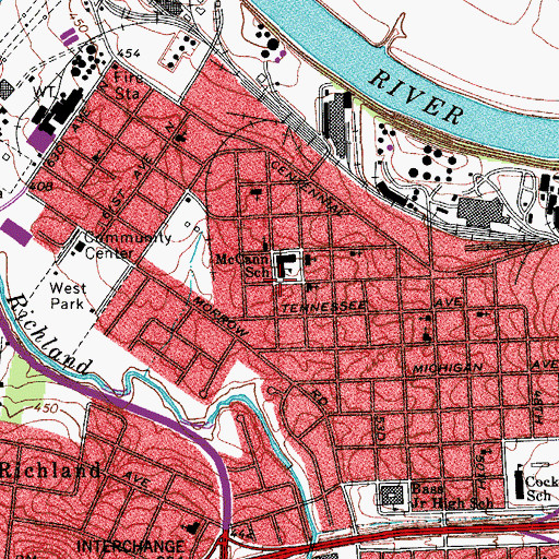 Topographic Map of McCann Alternative Learning Center, TN