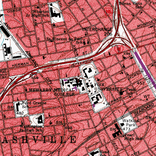 Topographic Map of Meharry School of Dentistry, TN