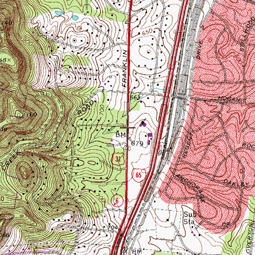 Topographic Map of Our Savior Lutheran Academy and Preschool, TN