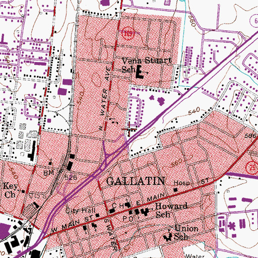 Topographic Map of R T Fisher Alternative School, TN