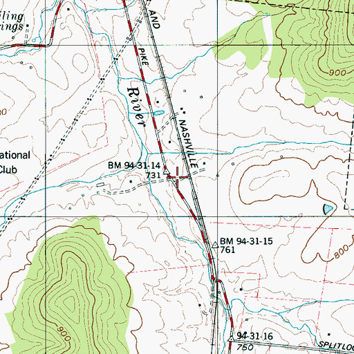 Topographic Map of Ravenwood High School, TN