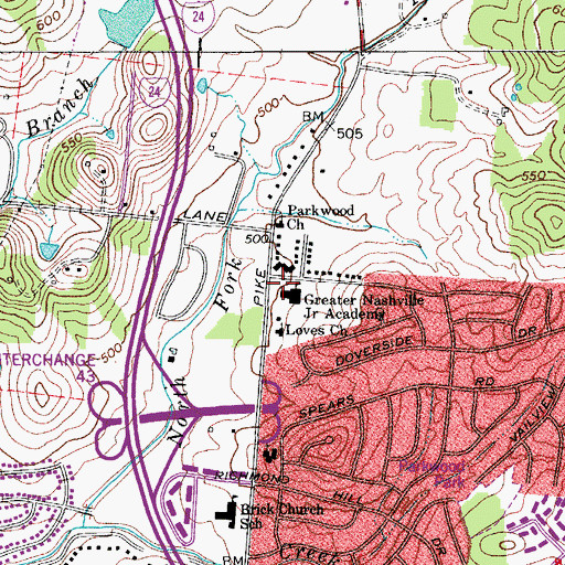 Topographic Map of Smithson Craighead Academy, TN
