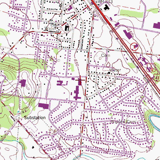 Topographic Map of Smyrna Middle School, TN