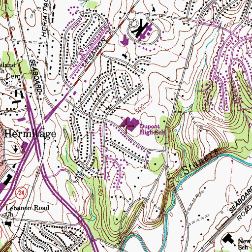 Topographic Map of Tulip Grove Elementary School, TN