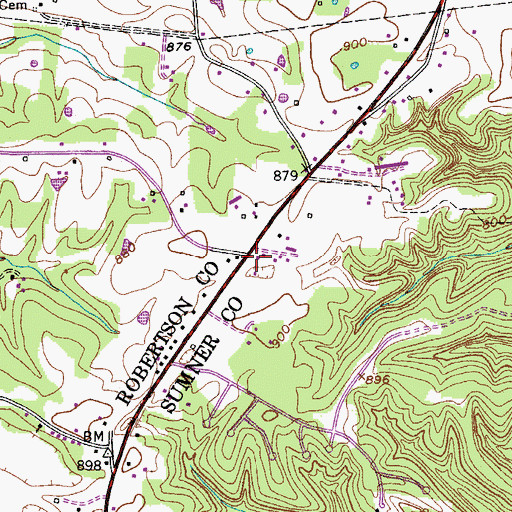 Topographic Map of White House Middle School, TN