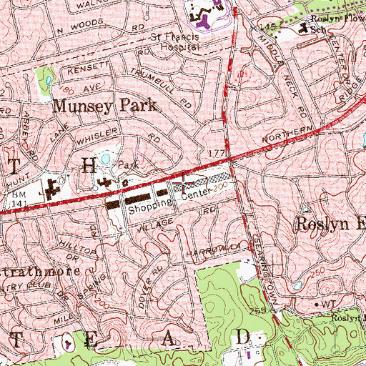Topographic Map of Americana Manhasset Shopping Center, NY