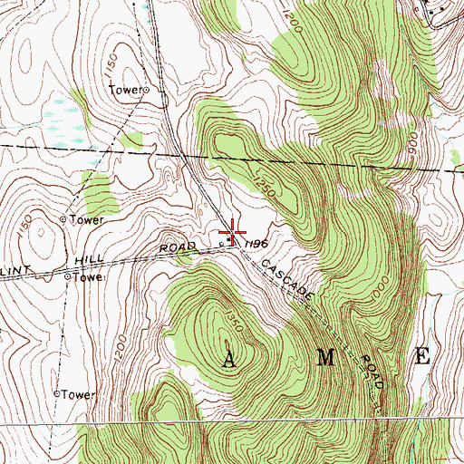 Topographic Map of Cascade Mountain Winery, NY