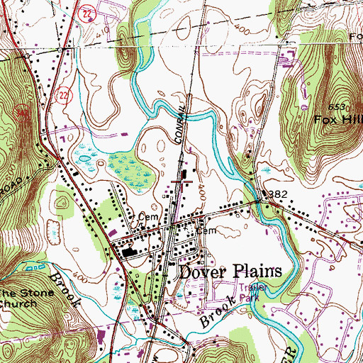 Topographic Map of Dover Plains Station, NY