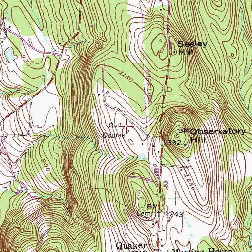 Topographic Map of Quaker Hill Country Club, NY