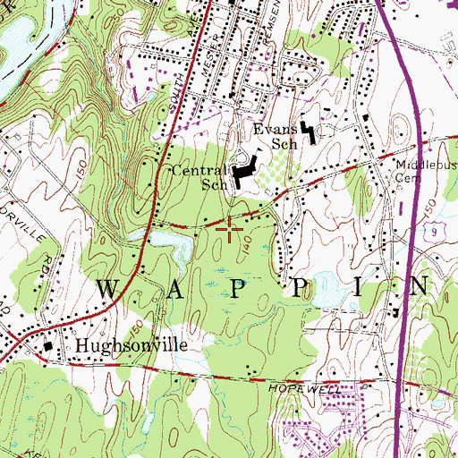 Topographic Map of Wappinger Town Hall, NY