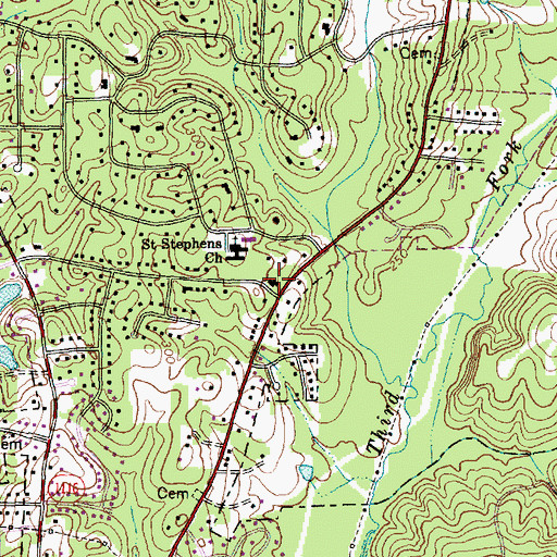 Topographic Map of Durham Fire Department Station 6, NC