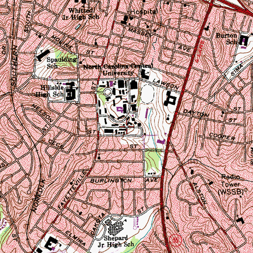 Topographic Map of Eagleson Dormitory, NC