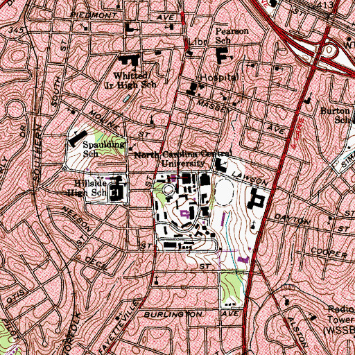 Topographic Map of Edwards Music Building, NC