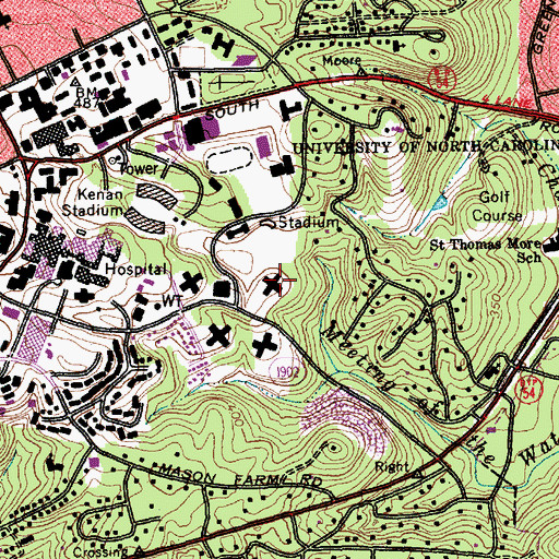 Topographic Map of Ehringhaus Residence Hall, NC