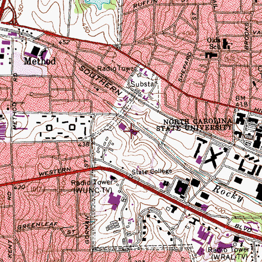 Topographic Map of George Worsley Administrative Services Complex, NC