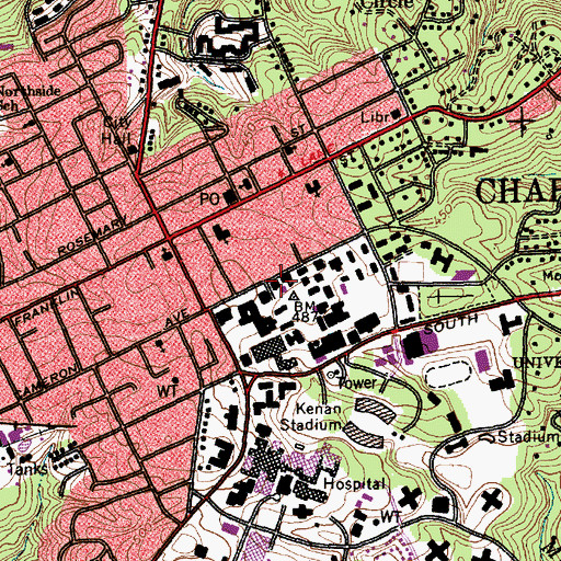 Topographic Map of Gerrard Hall, NC