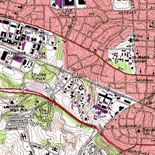 Topographic Map of Governor Morehead School Library, NC