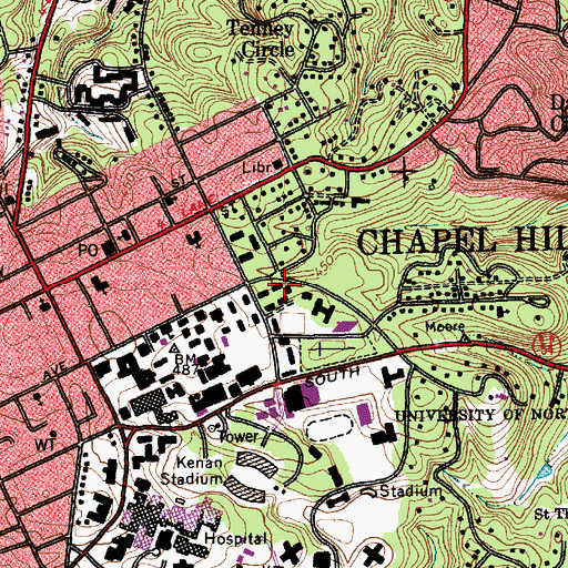 Topographic Map of Graham Residence Hall, NC