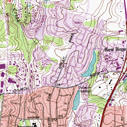 Topographic Map of Green Road Public Library, NC