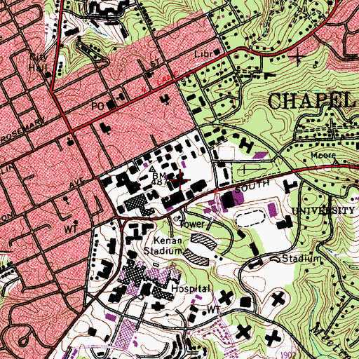 Topographic Map of Greenlaw Hall, NC