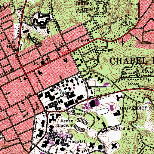 Topographic Map of Grimes Residence Hall, NC