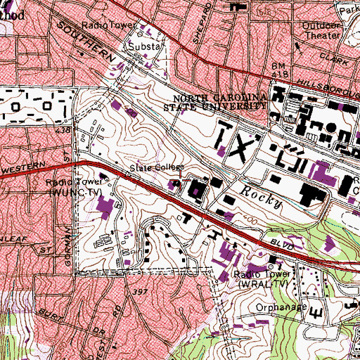 Topographic Map of Grinnells Animal Health Laboratory, NC