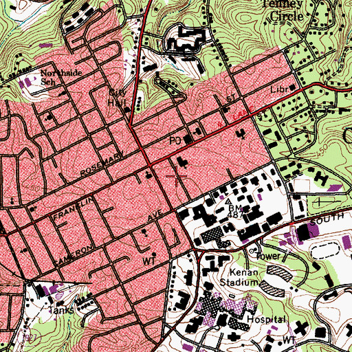 Topographic Map of Hanes Art Center, NC